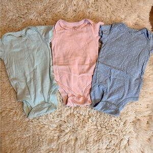 Carter's Baby Bodysuit Trio - Pink, Blue, and Mint